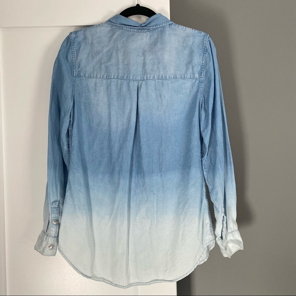 Cato Ombr Chambray Lightweight Button Down Blouse… - image 2